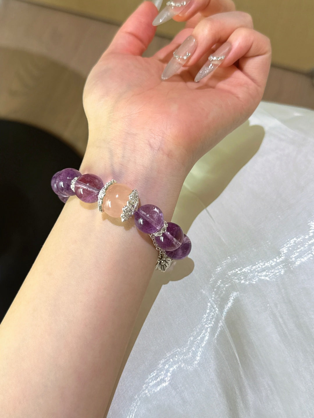 ▫️▪️ Amethyst pink crystal bracelet
